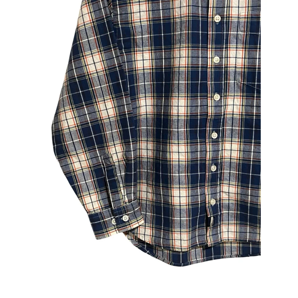 Old Navy Boys Red White Blue Plaid Button Up Shirt Large